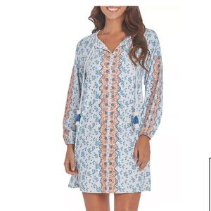 Cabana Life Sag Harbor Tassel Swim Cover Up Long Sleeves Size L